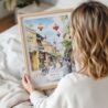 Woman Holding Framed Hoi An Vietnam Watercolor Wall Art - Portrait