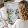 Woman Holding Framed Ninh Binh Vietnam Watercolor Wall Art - Portrait