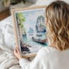 Woman Holding Framed Phuket Watercolor Wall Art - Portrait