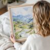 Woman Holding Framed Sapa Vietnam Watercolor Wall Art - Portrait