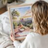 Woman Holding Framed Sedona Arizona Watercolor Wall Art - Portrait