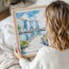 Woman Holding Framed Singapore Watercolor Wall Art - Portrait