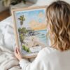 Woman Holding Framed Tulum Mexico Watercolor Wall Art - Portrait