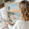 Woman Holding Framed Tulum Mexico Watercolor Wall Art - Portrait