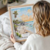 Woman Holding Framed Tulum Mexico Watercolor Wall Art - Portrait