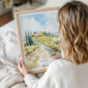 Woman Holding Framed Tuscany Italy Watercolor Wall Art - Portrait