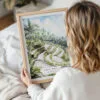 Woman Holding Framed Ubud Bali Watercolor Wall Art - Portrait
