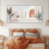 Abstract Mediterranean Painting - Mid Century Style Panorama Canvas Print - Bedroom