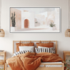 Abstract Mid-Century Style Painting with mediterranean Vibes Panorama Canvas Print - Bedroom