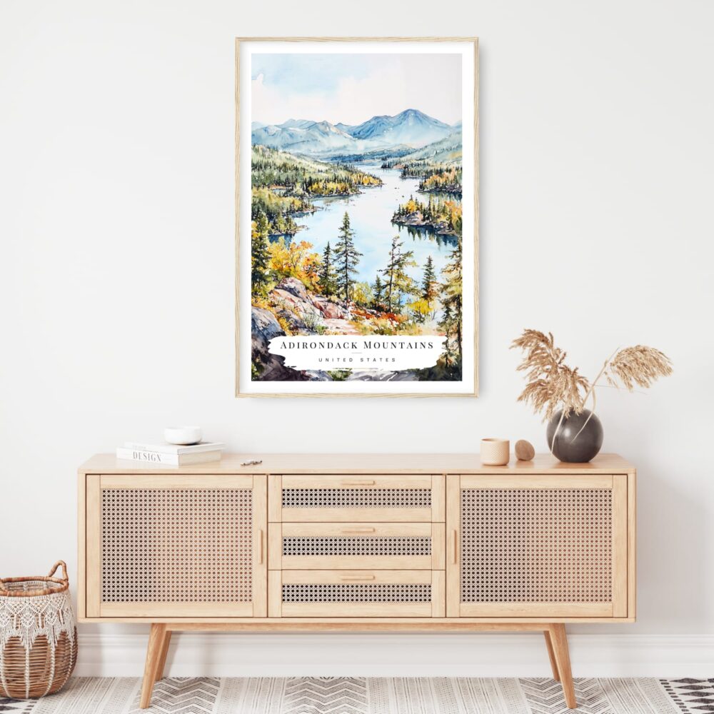 Adirondack Mountains Watercolor Art Print - Shelf - Portrait Adirondack Mountains Watercolor Art Print - Shelf - Portrait