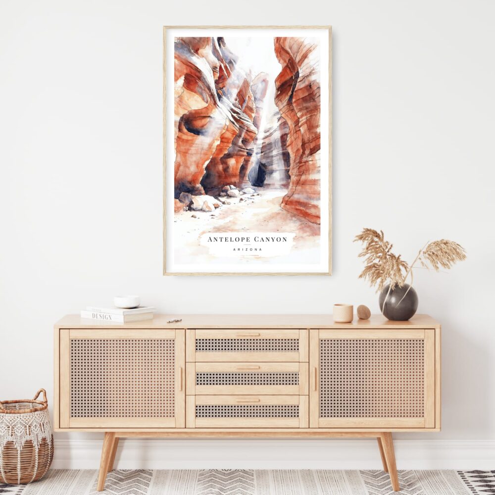 Antelope Canyon Watercolor Art Print - Shelf - Portrait Antelope Canyon Watercolor Art Print - Shelf - Portrait