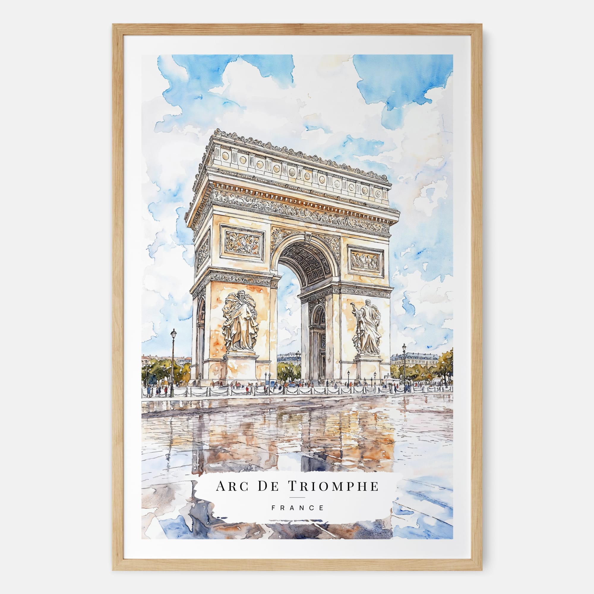 Arc De Triomphe Watercolor Art – Paris France Wall Art