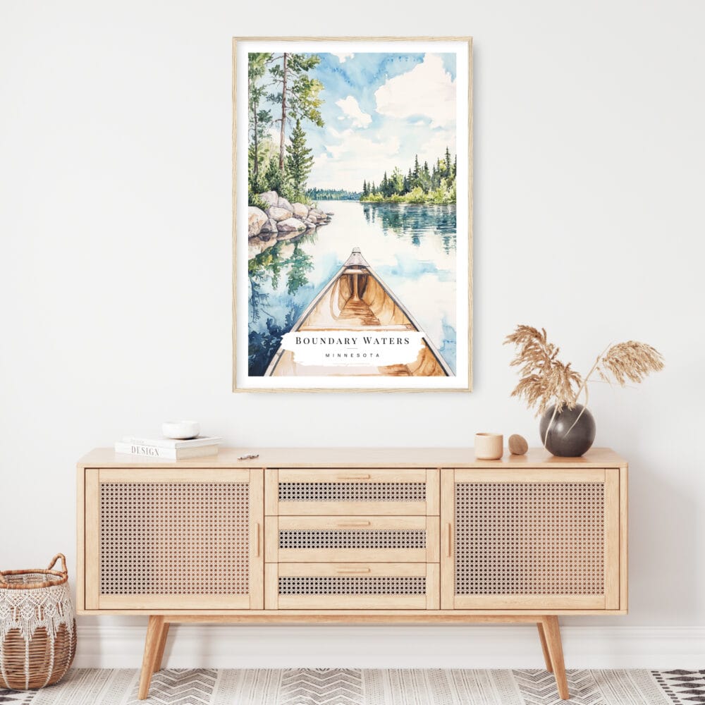 Boundary Waters Minnesota Watercolor Art Print - Shelf - Portrait Boundary Waters Minnesota Watercolor Art Print - Shelf - Portrait