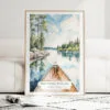 Boundary Waters Minnesota Watercolor Art Print - Wood Frame standing on Floor