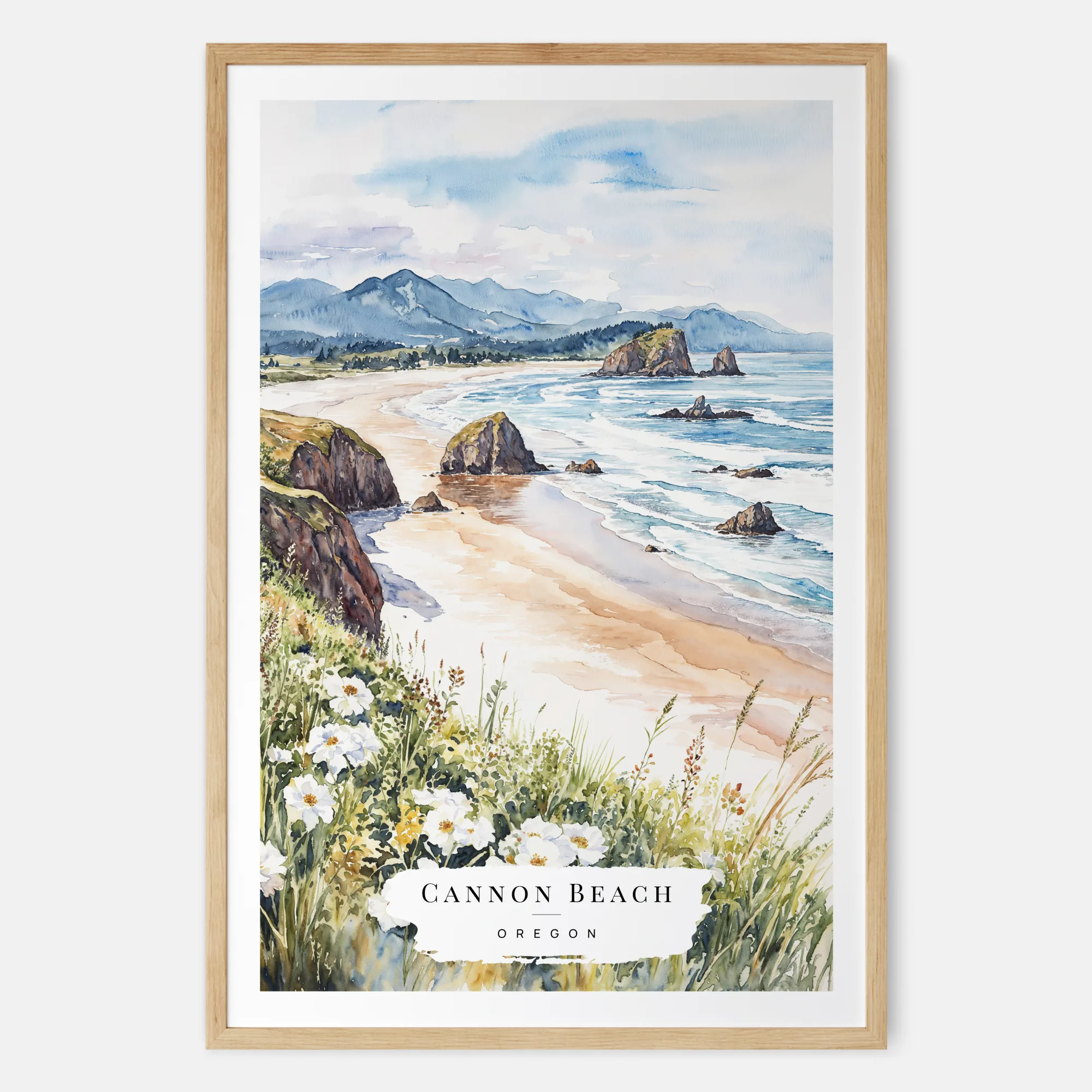 Cannon Beach Watercolor Print - Pacific Coast Art Print