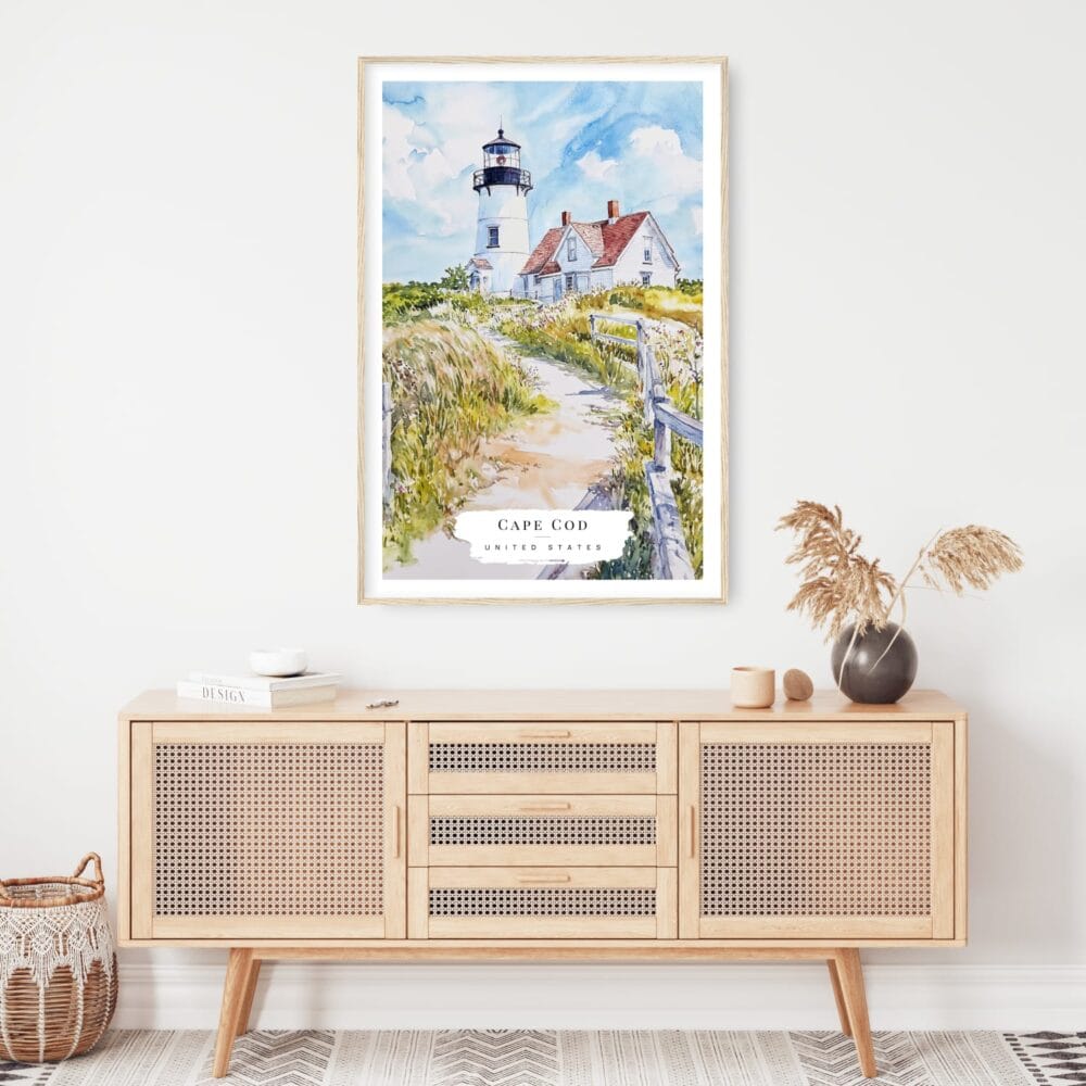 Cape Cod Nobska Lighthouse Watercolor Art Print - Shelf - Portrait Cape Cod Nobska Lighthouse Watercolor Art Print - Shelf - Portrait