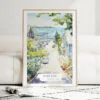 Cape Cod Provincetown Watercolor Art Print - Wood Frame standing on Floor