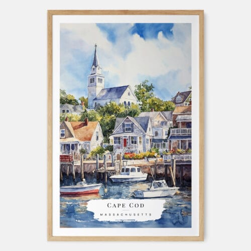 Cape Cod Watercolor Art Print - Main - Wood Frame
