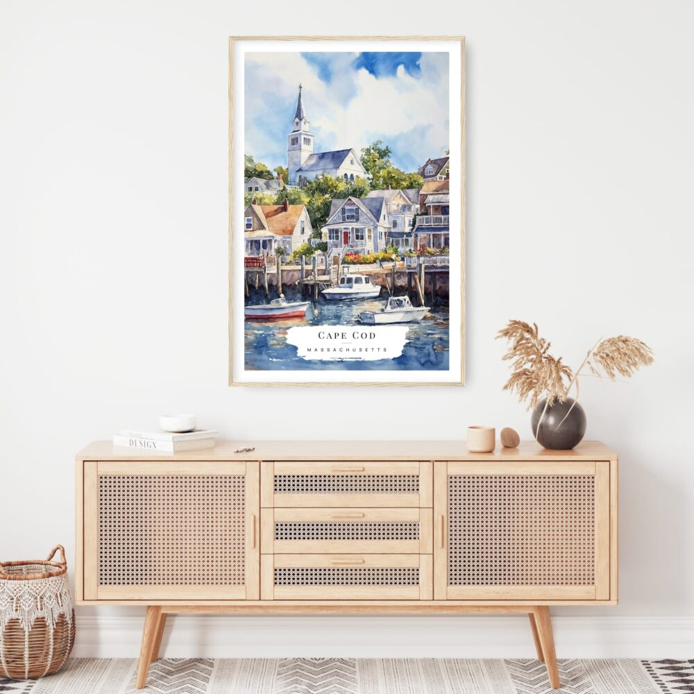 Cape Cod Watercolor Art Print - Shelf - Portrait Cape Cod Watercolor Art Print - Shelf - Portrait