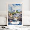 Cape Cod Watercolor Art Print - Wood Frame standing on Floor