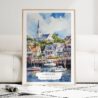 Cape Cod Watercolor Art Print - Wood Frame standing on Floor