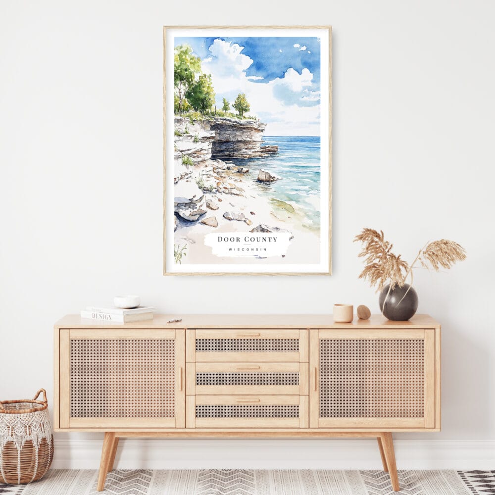 Door County Wisconsin Watercolor Art Print - Shelf - Portrait Door County Wisconsin Watercolor Art Print - Shelf - Portrait