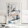 Fairbanks Alaska Winter Watercolor Art Print - Wood Frame standing on Floor