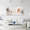 Framed Abstract Mediterranean Painting - Mid Century Style Canvas Art Print - Panorama Canvas Print - Living Room