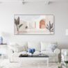 Framed Abstract Mediterranean Painting - Mid Century Style Canvas Art Print - Panorama Canvas Print - Living Room