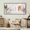 Framed Abstract Mediterranean Painting - Mid Century Style Canvas Wall Art - Panorama Canvas Print - Lounge-
