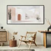 Framed Abstract Mid-Century Style Painting with mediterranean Vibes Canvas Wall Art - Panorama Canvas Print - Lounge-