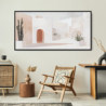 Framed Abstract Mid-Century Style Painting with mediterranean Vibes Canvas Wall Art - Panorama Canvas Print - Lounge-