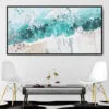 Framed Abstract Ocean Painting Canvas Print - Panorama - with Chairs