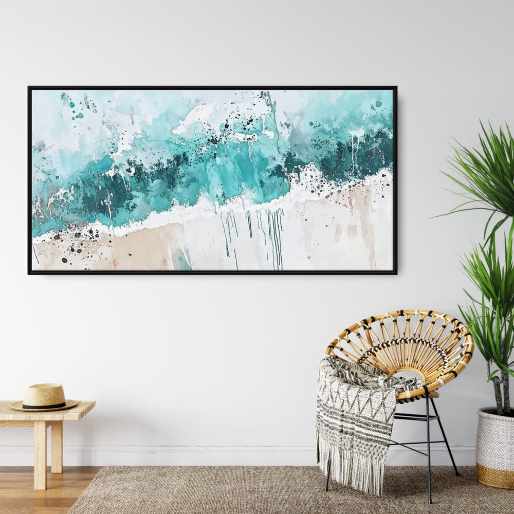 Framed Abstract Ocean Painting Canvas Wall Art - Larg Canvas Print - Lounge 1 Framed Abstract Ocean Painting Canvas Wall Art - Larg Canvas Print - Lounge 1