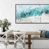 Framed Abstract Ocean Painting Canvas Wall Art - Panorama Canvas Print - Kitchen Wall Art