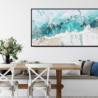 Framed Abstract Ocean Painting Canvas Wall Art - Panorama Canvas Print - Kitchen Wall Art