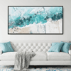 Framed Abstract Ocean Painting Canvas Wall Art - Panorama Canvas Print - Living Room