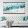 Framed Abstract Ocean Painting Canvas Wall Art - Panorama Canvas Print - Living Room
