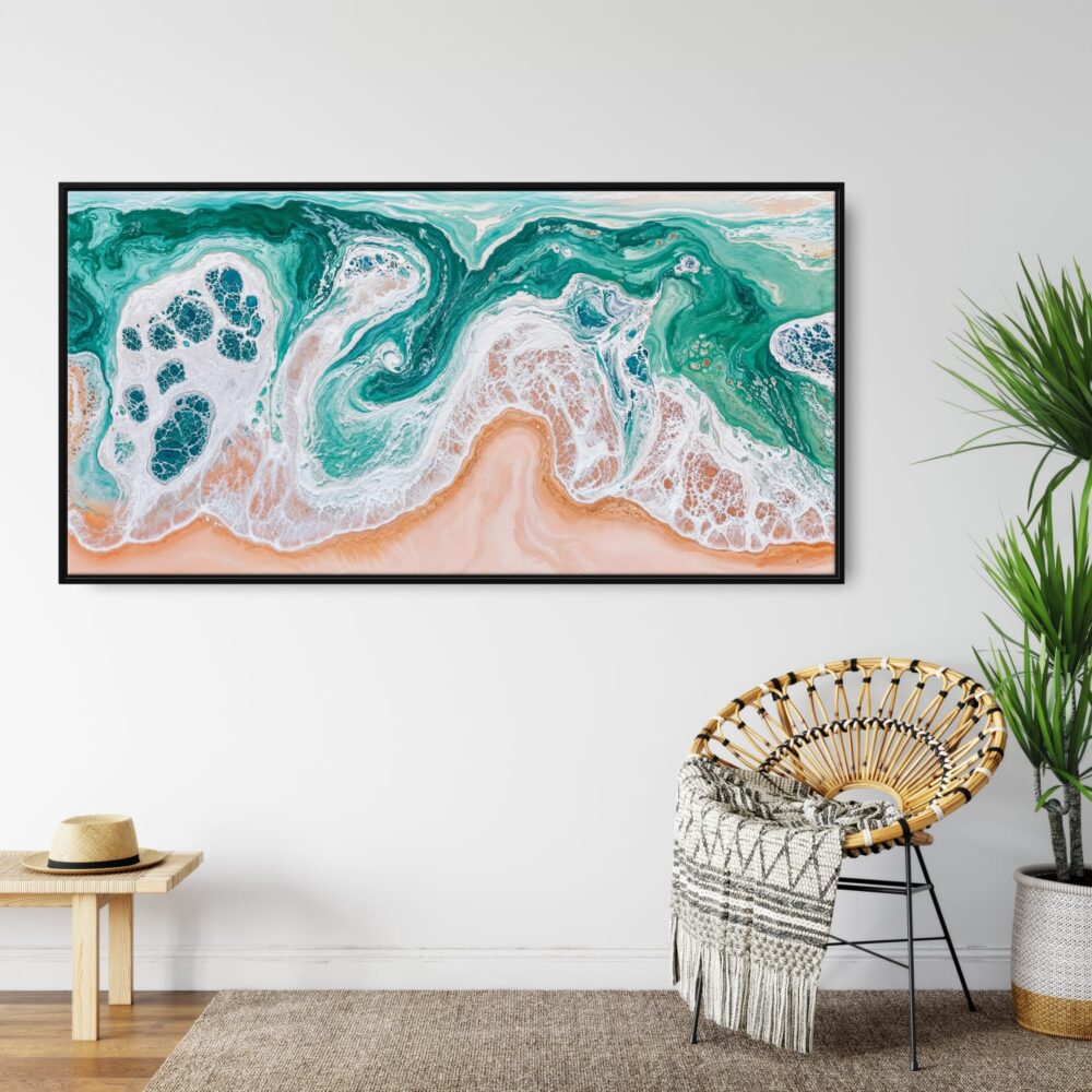 Framed Abstract Ocean Wave Canvas Wall Art - Larg Canvas Print - Lounge 1 Framed Abstract Ocean Wave Canvas Wall Art - Larg Canvas Print - Lounge 1