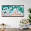 Framed Abstract Ocean Wave Canvas Wall Art - Larg Canvas Print - Lounge 1