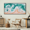 Framed Abstract Ocean Wave Canvas Wall Art - Panorama Canvas Print - Boho Lounge