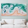 Framed Abstract Ocean Wave Canvas Wall Art - Panorama - Main