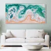 Framed Abstract Ocean Wave Panorama Canvas Print - Living Room