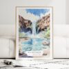 Havasu Falls Watercolor Art Print - Wood Frame standing on Floor