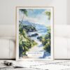 Hawaii Road to Hana Watercolor Art Print - Wood Frame standing on Floor