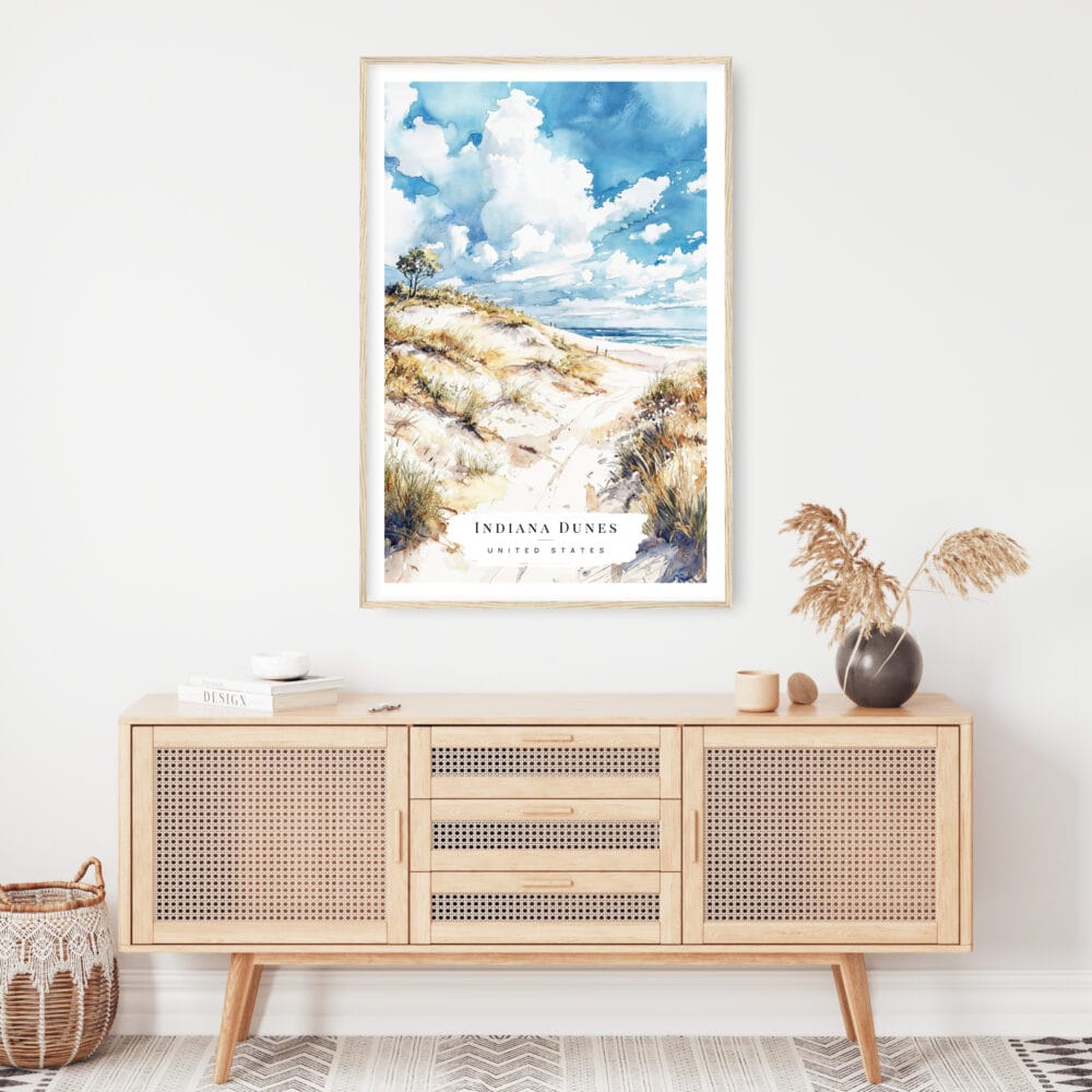 Indiana Dunes National Park Watercolor Art Print - Shelf - Portrait Indiana Dunes National Park Watercolor Art Print - Shelf - Portrait
