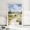 Jackson Hole Nature Watercolor Art Print - Wood Frame standing on Floor