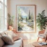 Large Framed Fairbanks Alaska Nature Watercolor Wall Art - Cozy Living Room - Portrait