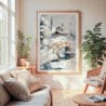 Large Framed Fairbanks Alaska Winter Watercolor Wall Art - Cozy Living Room - Portrait