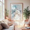 Large Framed Matterhorn Watercolor Wall Art - Cozy Living Room - Portrait